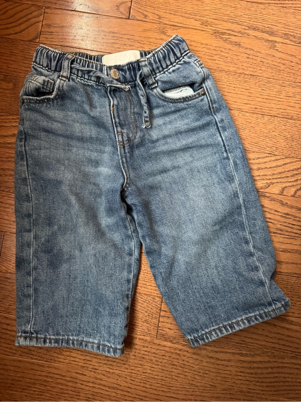 Zara Light Blue Elastic Waist Denim Shorts
